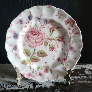 Johnson Bros Rose Chintz Bread and Butter Dessert Plate Pink Backstamp Ironstone